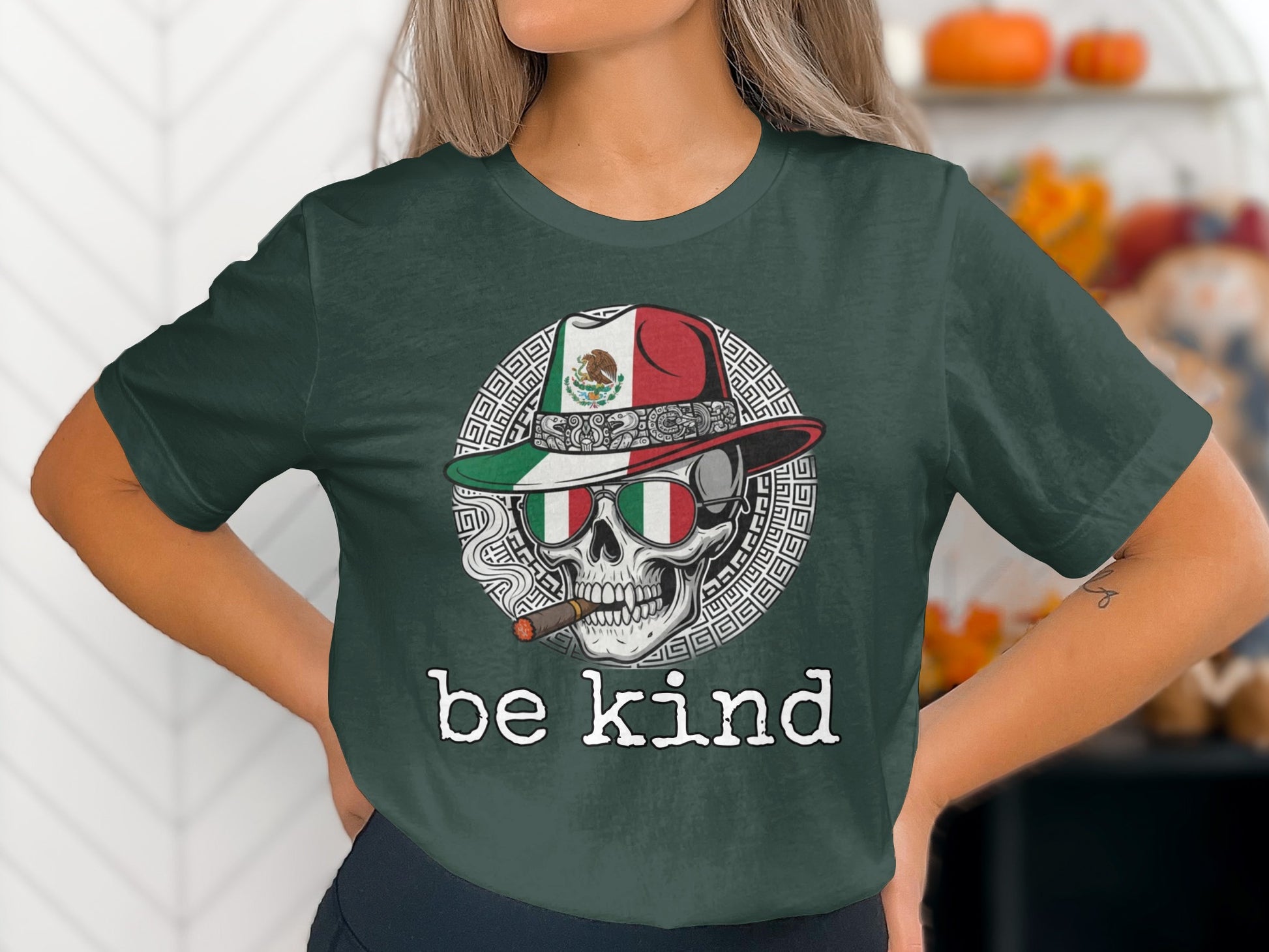 Be Kind Skull With Hat And Sunglasses T-Shirt
