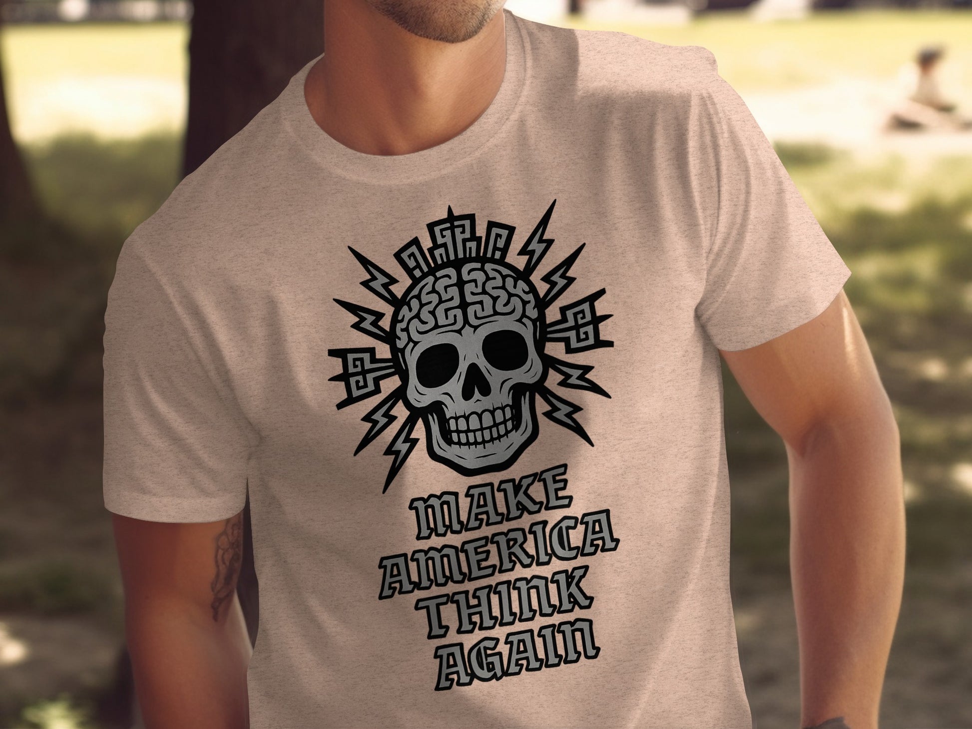 Make America Think Again Skull Graphic T-Shirt