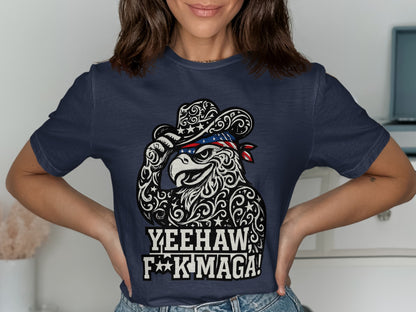 Yeehaw F**k Maga Eagle Cowboy Hat Graphic Tee product