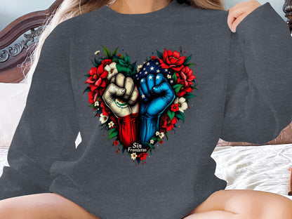 Sin Fronteras Fist Design Graphic Sweatshirt product