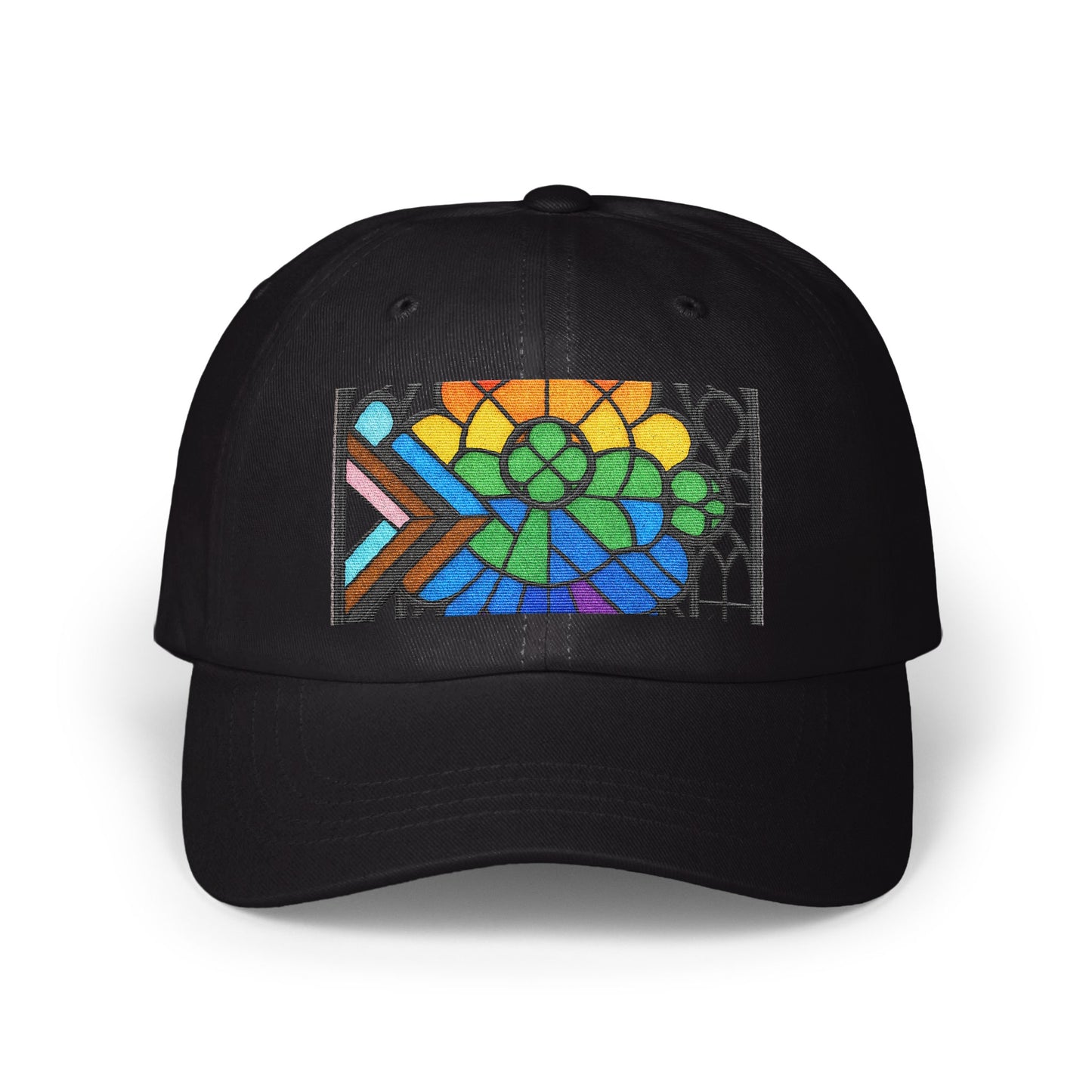 Vibrant Stained Glass Pattern Design Cap product type