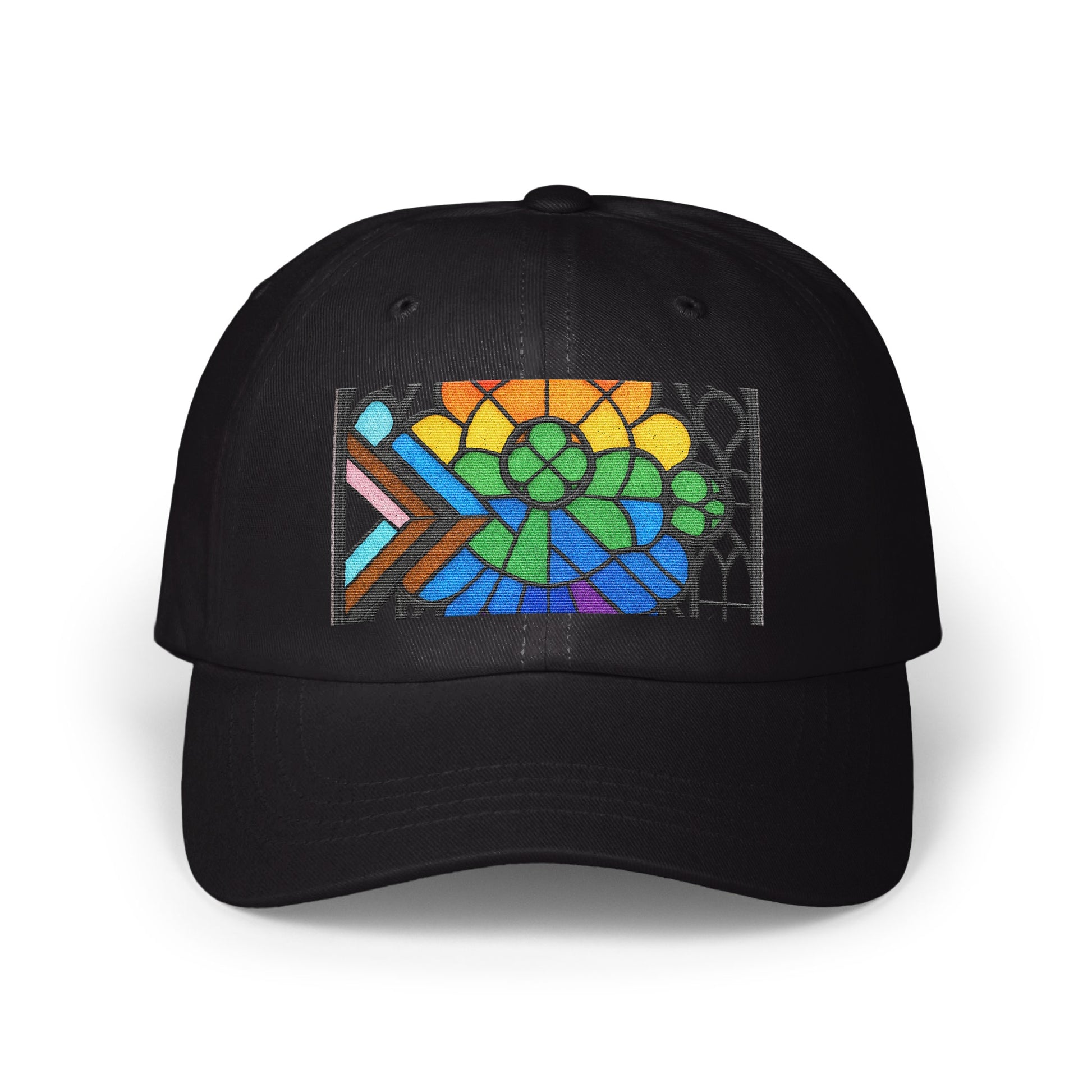 Vibrant Stained Glass Pattern Design Cap product type