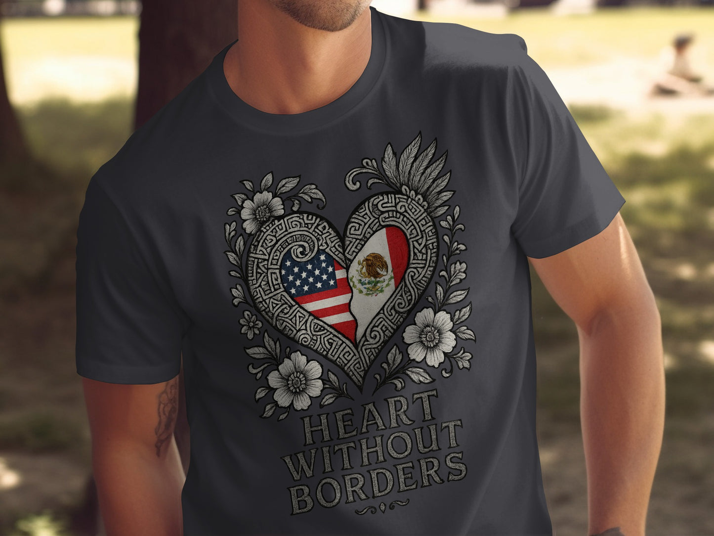 Heart Without Borders Flag Design T-shirt