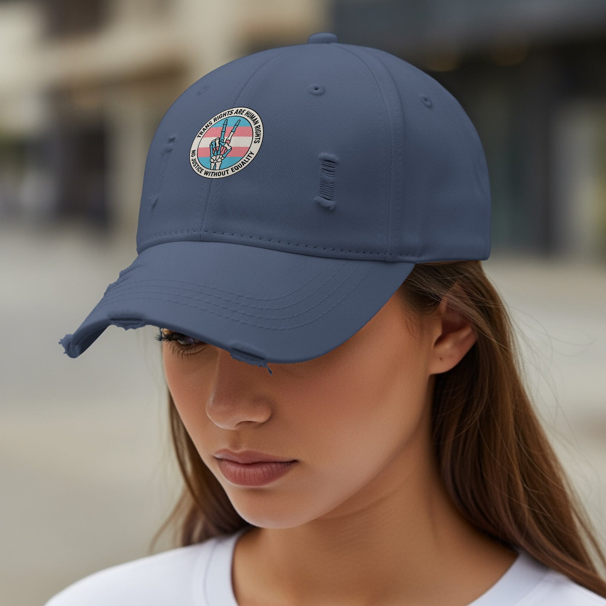 Distressed Navy Blue Baseball Cap with Patch product