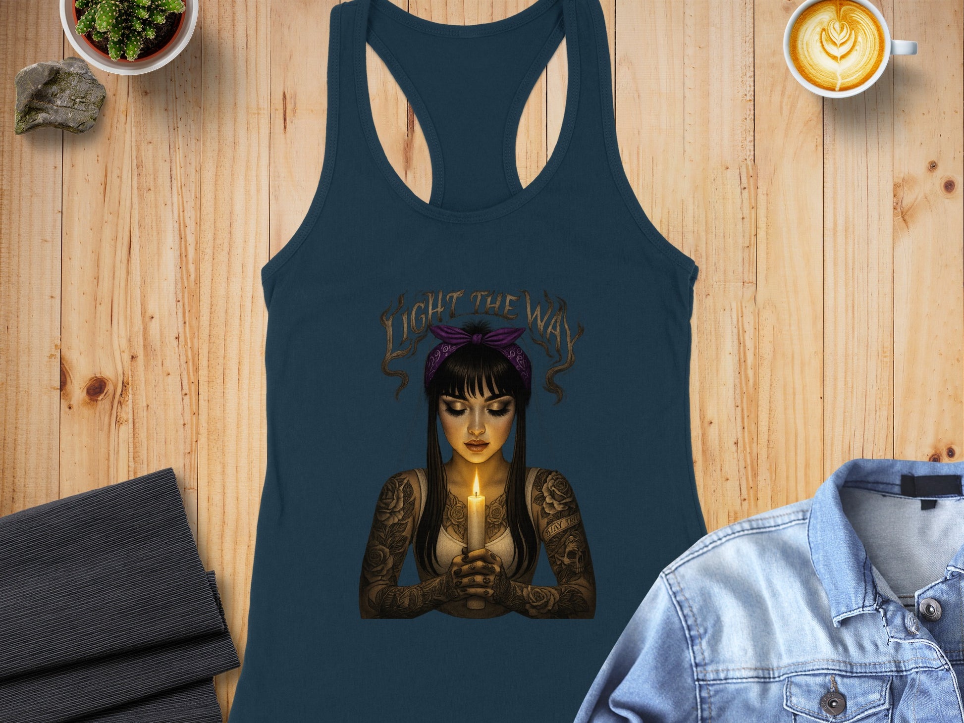 Light The Way Candle Graphic Racerback Tank Top