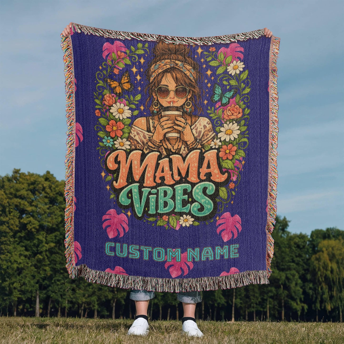 Custom Mother's blanket, add your personalization to Woven Blanket, amazing quality
