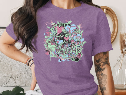 Woke AF Colorful Design with Flourishes T-shirt