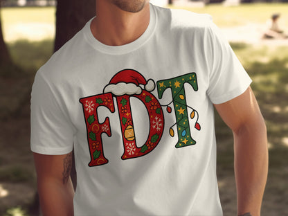 Festive FDT Christmas Letters Holiday Themed T-Shirt