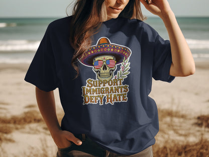Support Immigrants Defy Hate Skull T-shirt product
