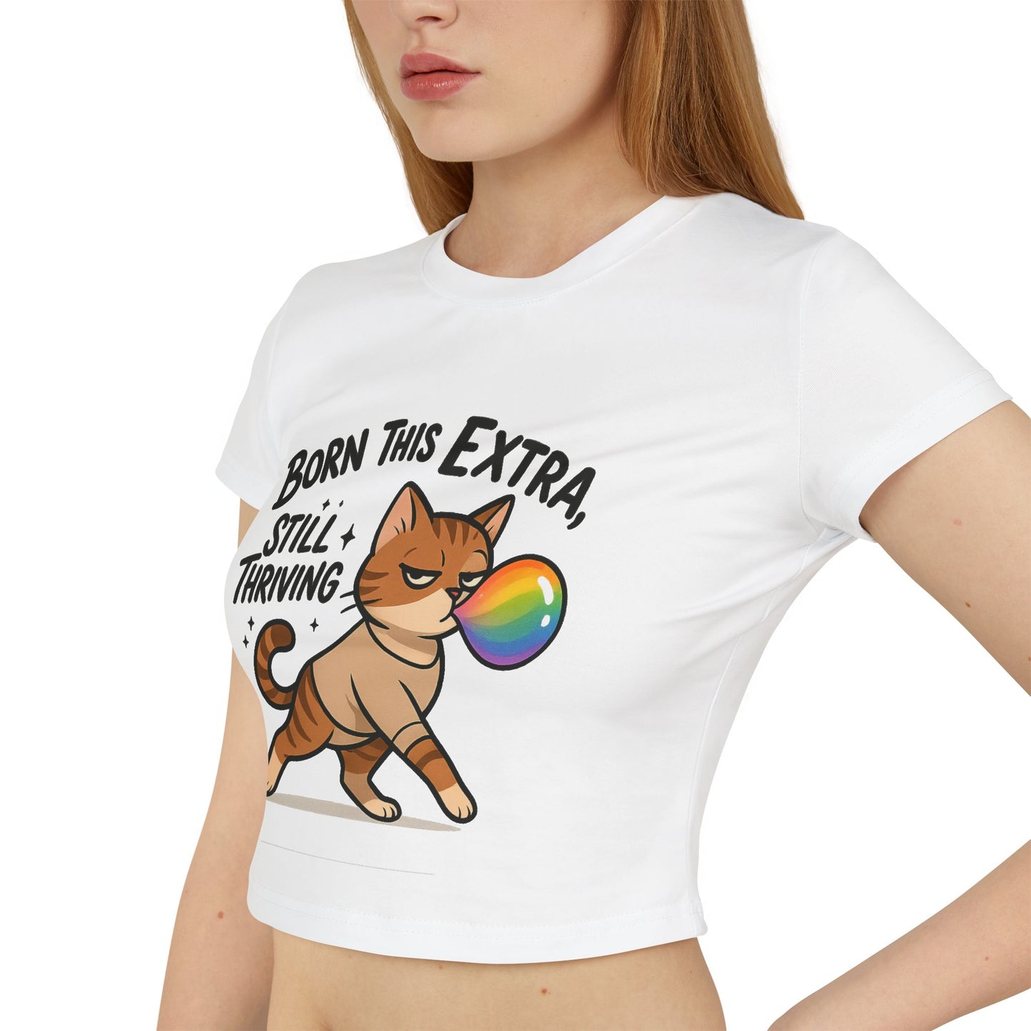 Born This Extra Cat Women's Baby Tee | Cute & Playful Graphic Top