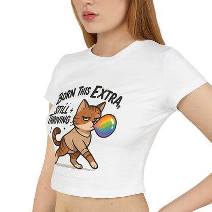 Born This Extra Cat Women's Baby Tee | Cute & Playful Graphic Top