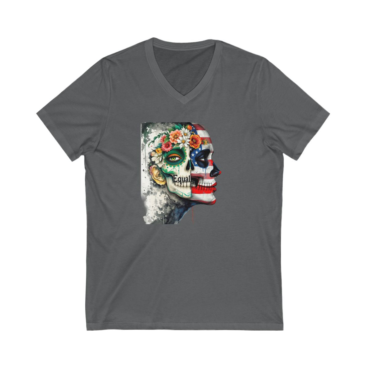 Unique Skull Art Design V-Neck Tee Shirt product type