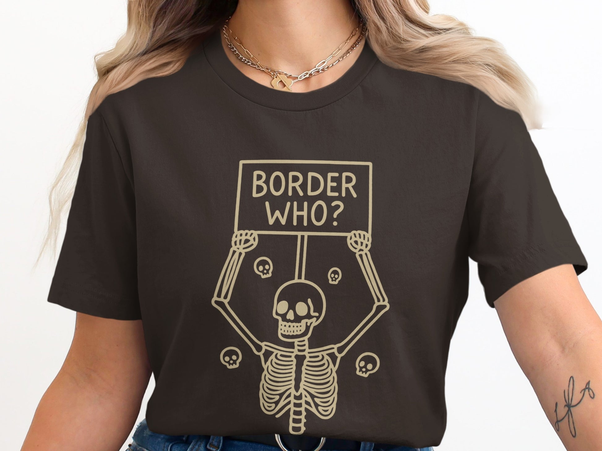 Bold Skeleton Holding Border Who Sign Shirt product