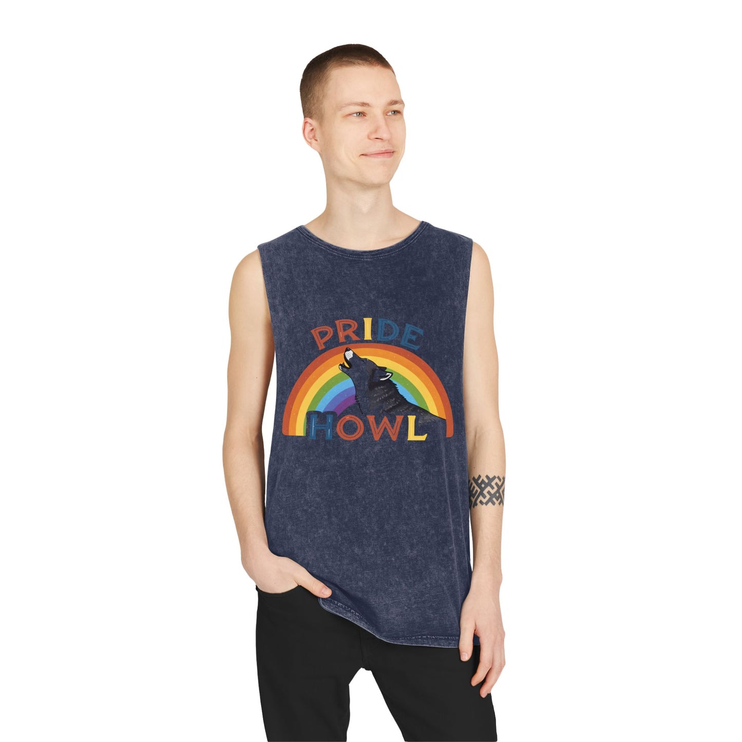 Pride Howl Stonewash Tank Top for Summer Celebrations
