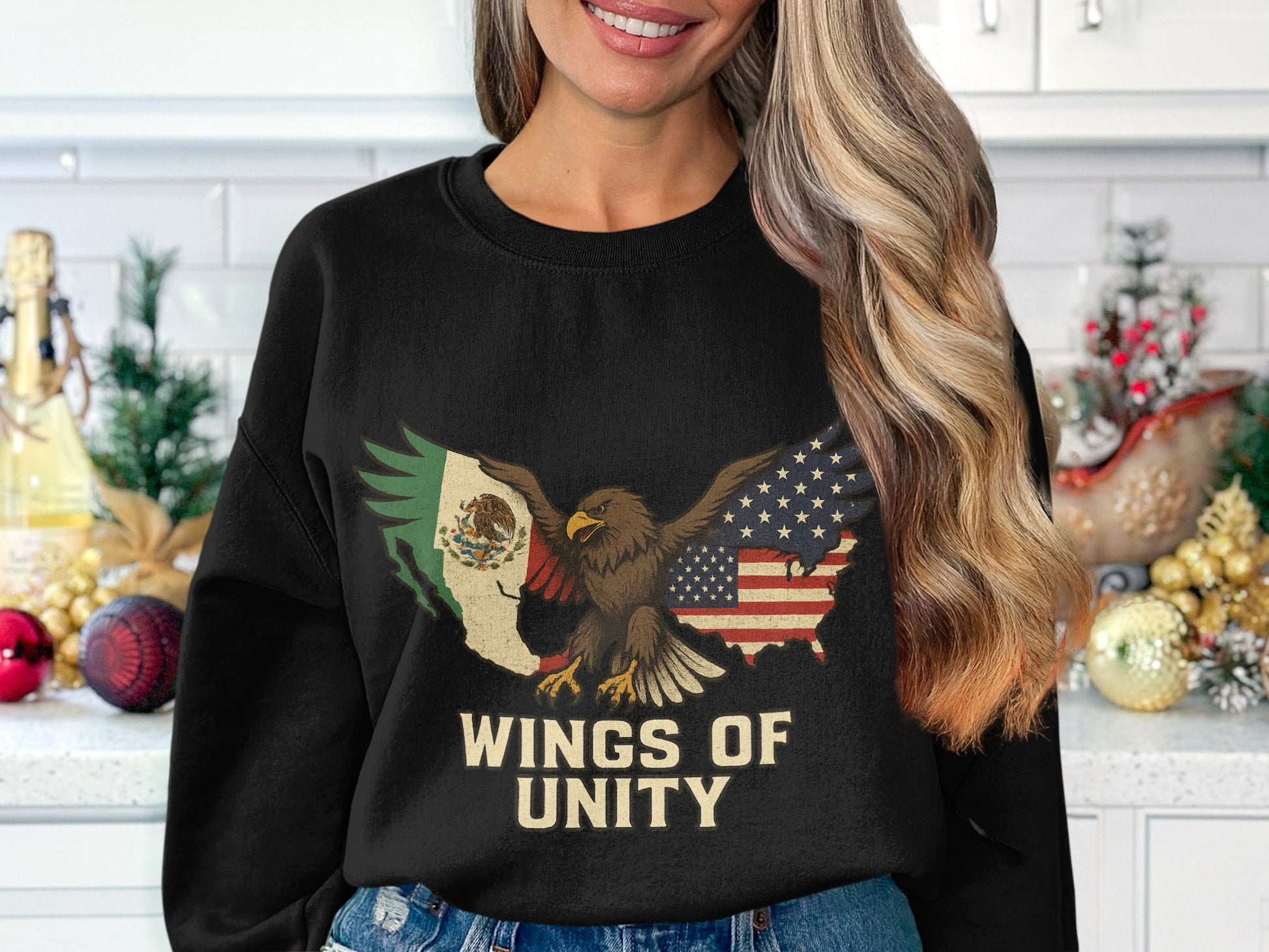 Wings of Unity Eagle Flag Design Sweatshirt Product