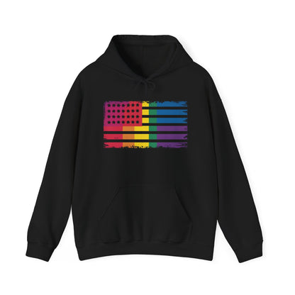 Pride American Flag Hoodie - Unisex Heavy Blend Sweatshirt