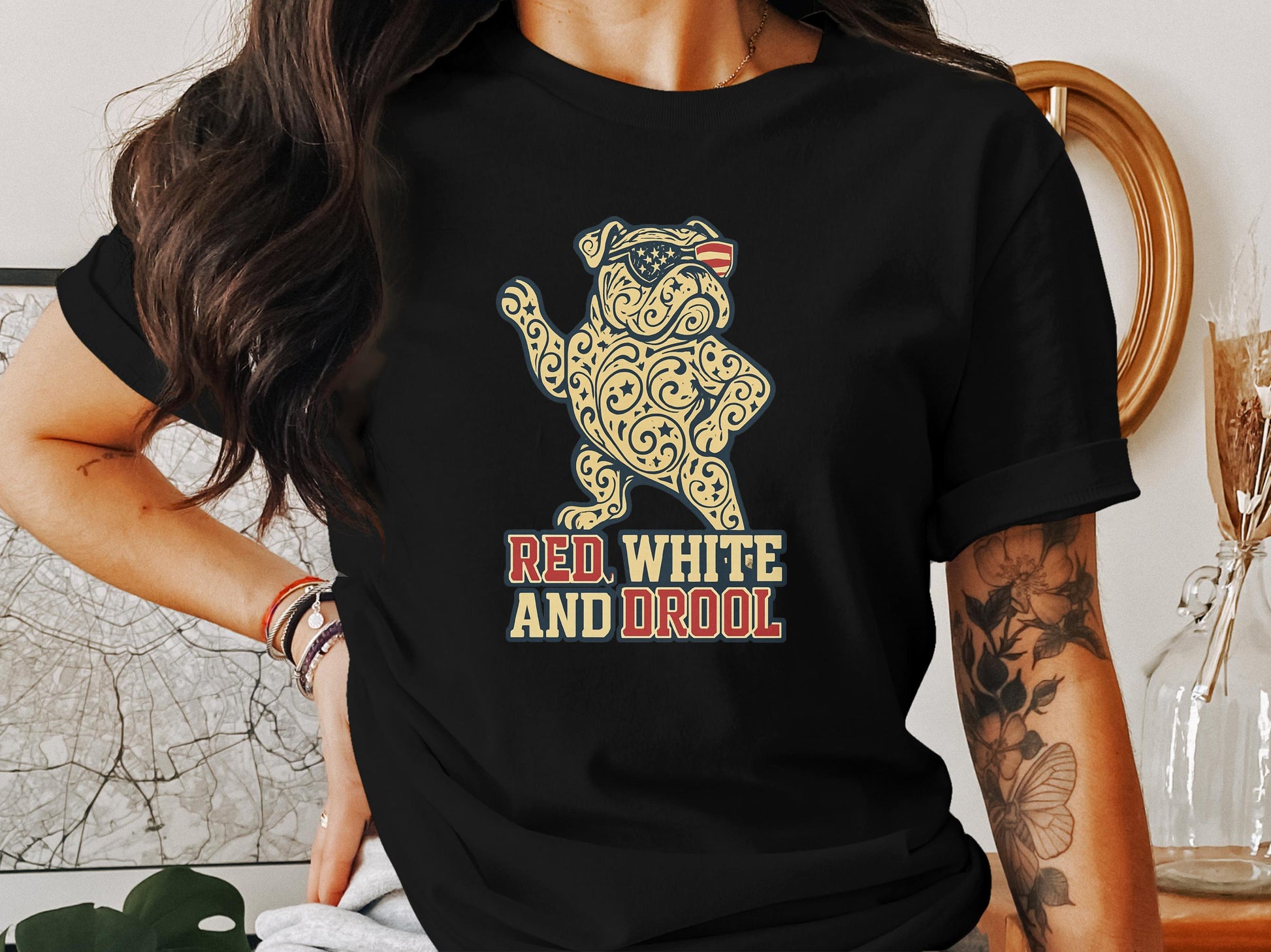 Red White And Drool Bulldog Graphic T-Shirt product