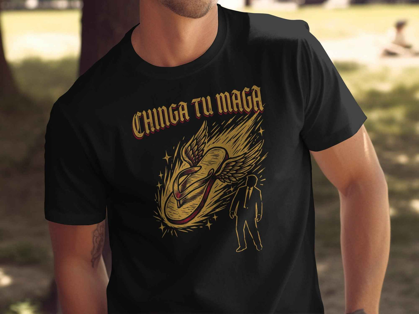 Chinga Tu MAGA T-Shirt, Anti Trump Political Tee, La Chancla Resist Shirt, Winged Flip Flop Funny Protest T-Shirts, Sarcastic Gift