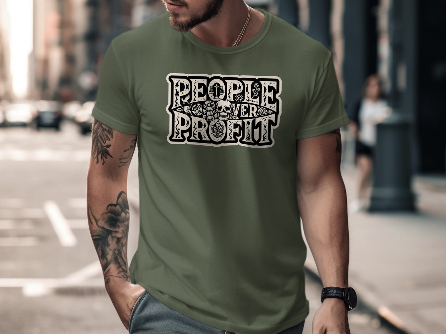 People Over Profit Graphic Tee for Casual Wear