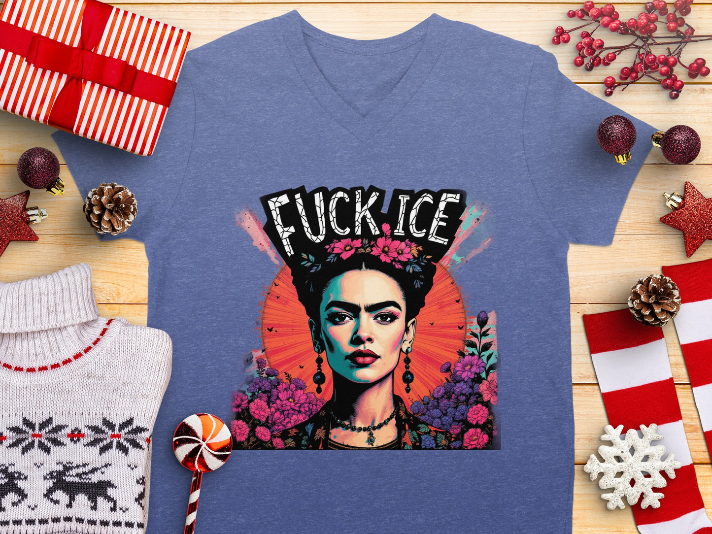 Vibrant Artistic Frida Kahlo Statement T-shirt