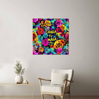 Chinga Tu Maga Metal Print, High Gloss Floral Art, Wall Decor, Gift for Home, Vibrant Aluminum Print, Tropical Wall Display