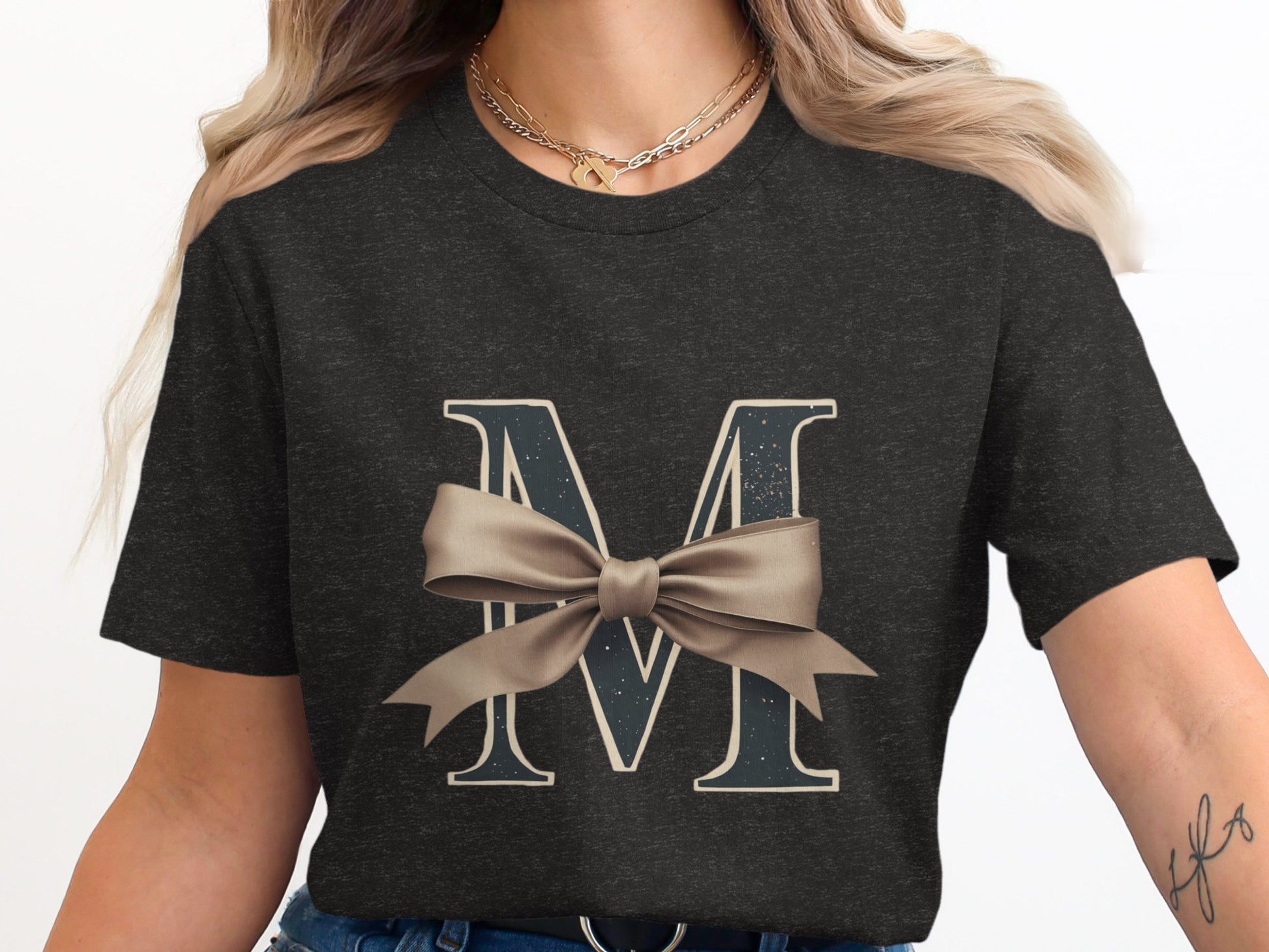 Monogrammed M Letter Shirt with Bow Graphic product