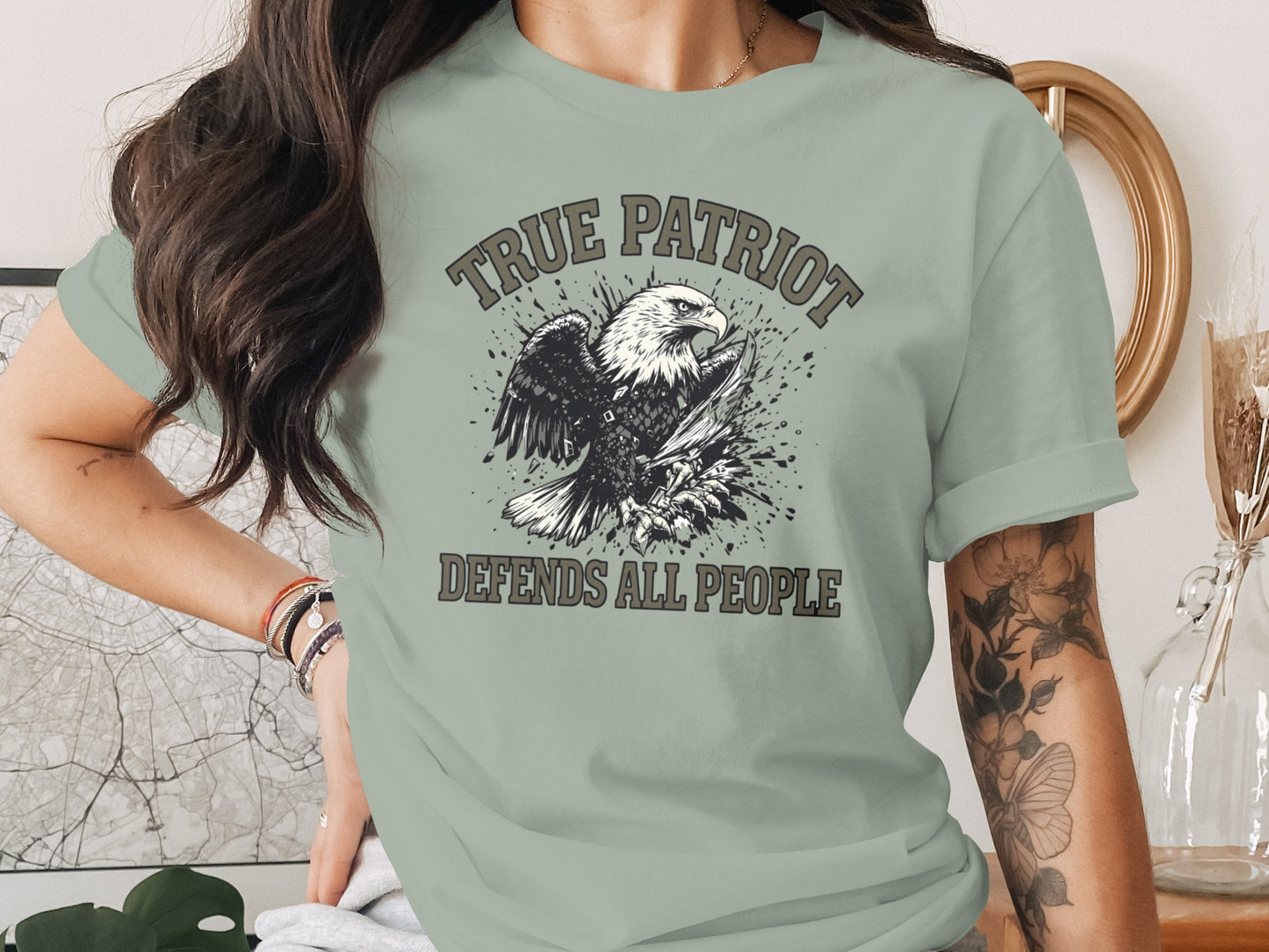 True Patriot Defends All People Graphic Shirt