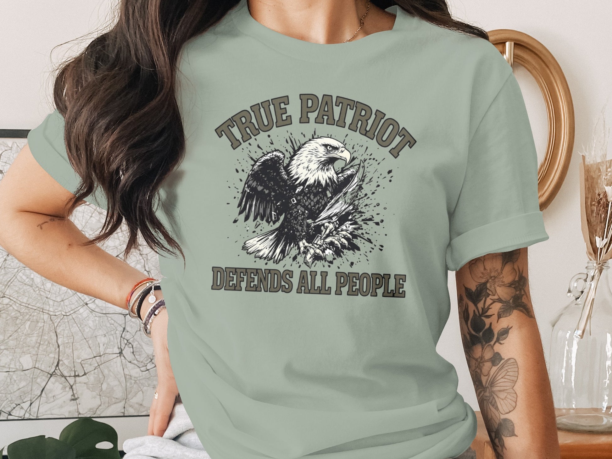 True Patriot Defends All People Graphic Shirt