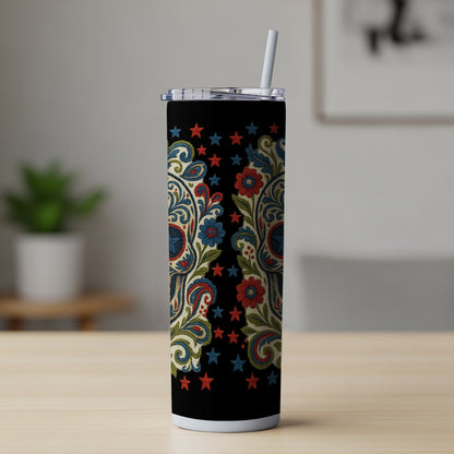 Paisley Patterned Stars and Flowers Insulated Tumbler product
