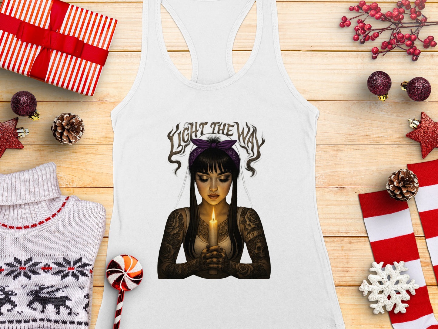 Light the Way Candle Woman Tank Top