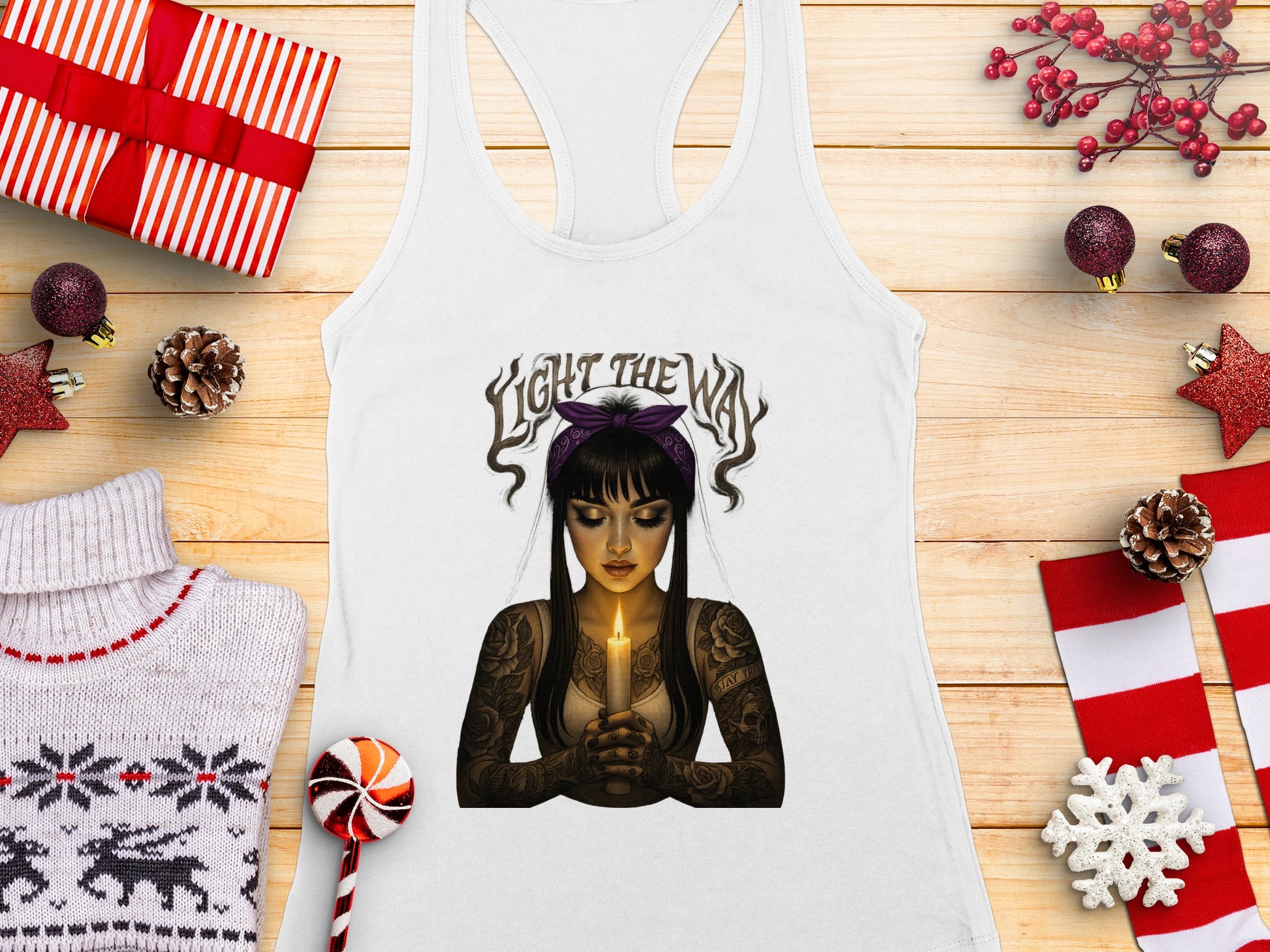 Light the Way Candle Woman Tank Top