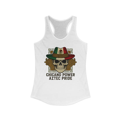 Chicano Power Aztec Pride Skull Hat Tank Top