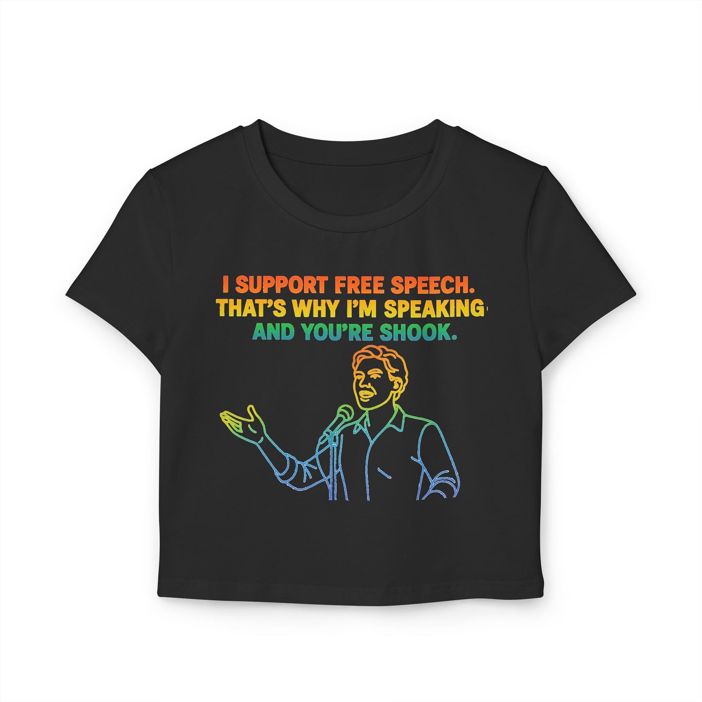 Pride Crop Top Women's Baby Tee - I Support Free Speech Graphic Top