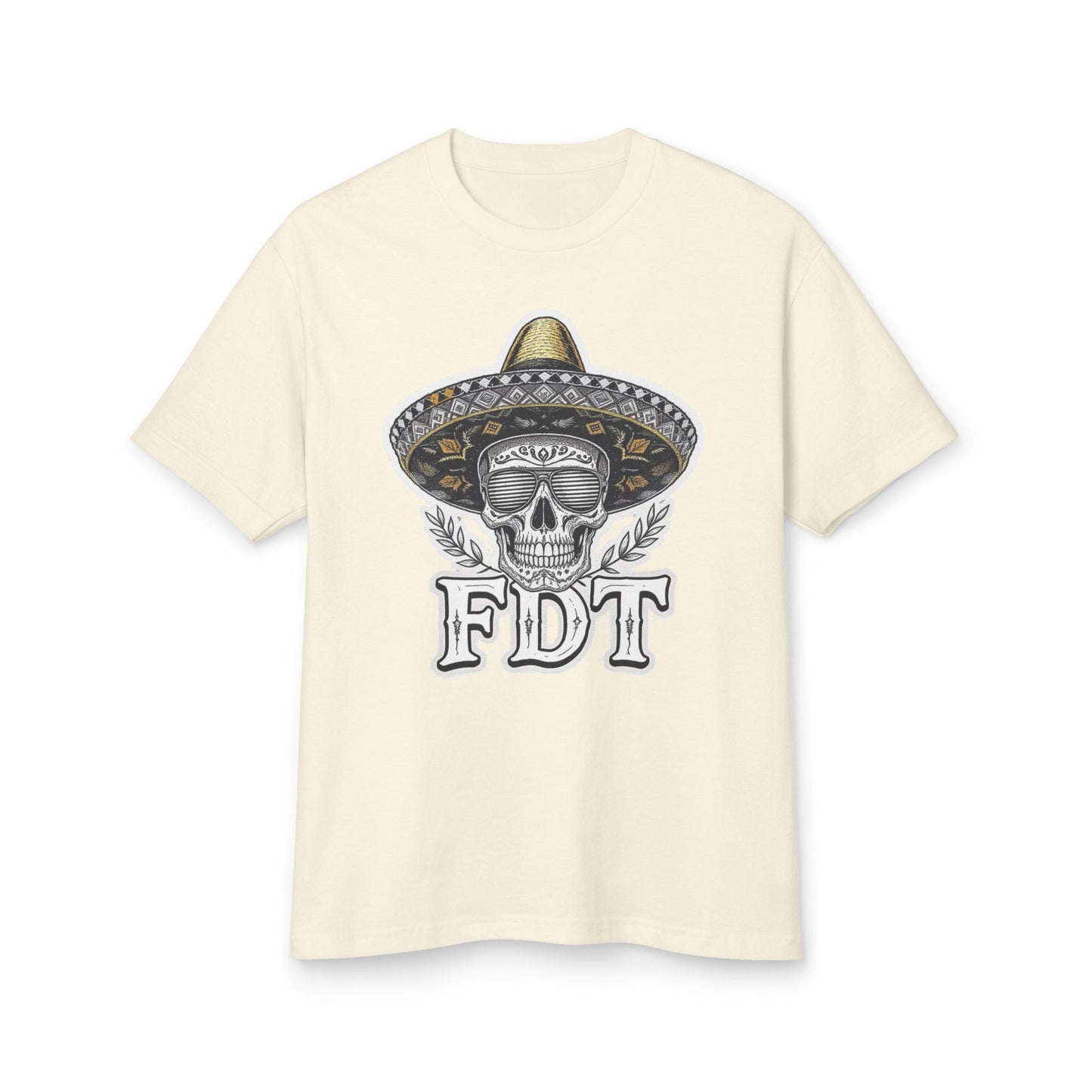 FDT Anti Trump Shirt 100% Cotton. Skull Sombrero Tee — 'FDT' Vintage Day of the Dead Graphic Shirt