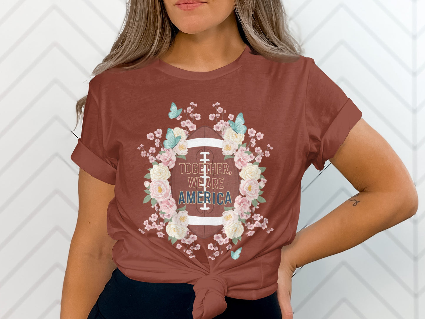 Together We Are America Floral Football Design Shirt