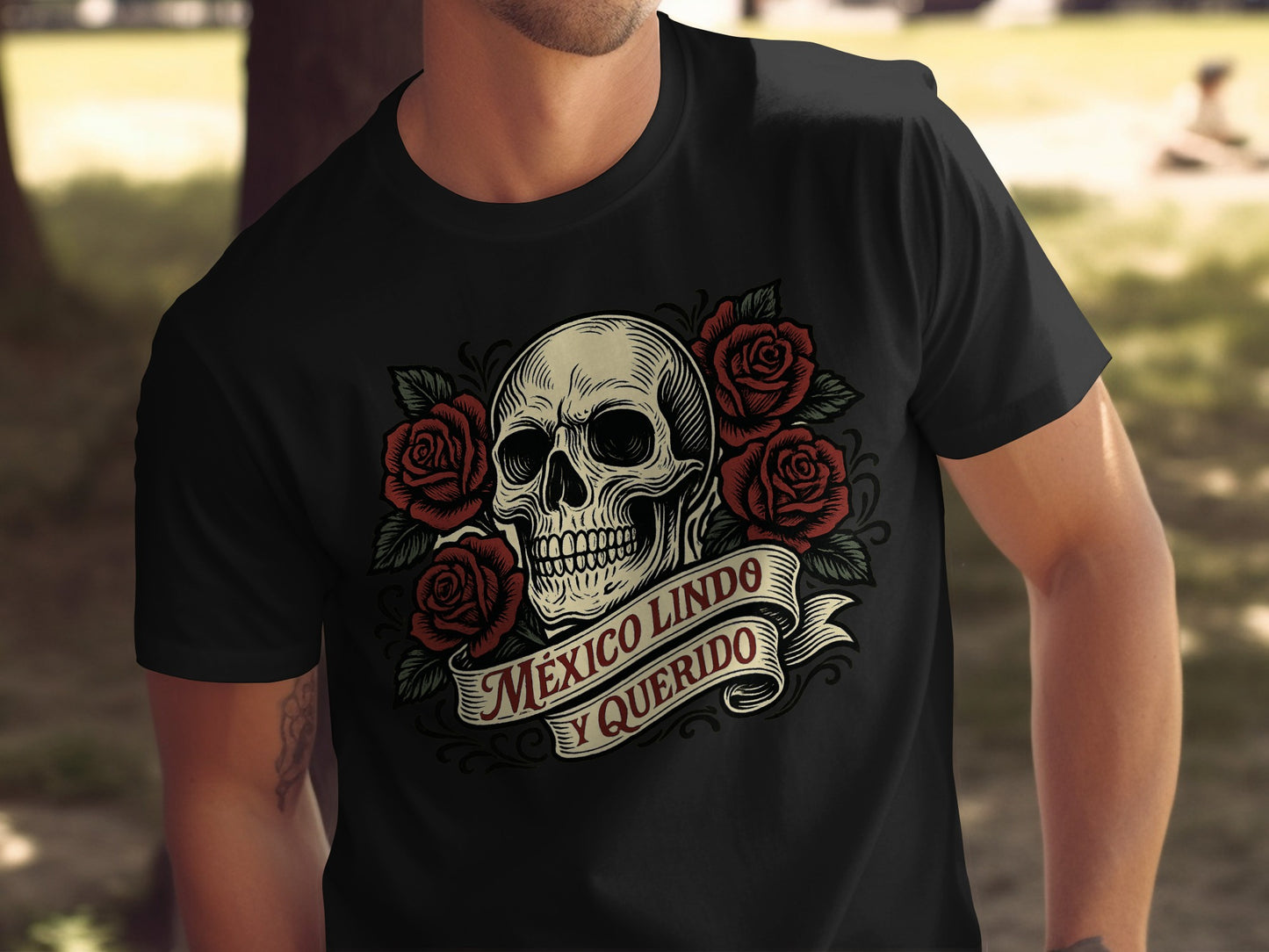 Mexico Lindo y Querido Skull Design T-Shirt product