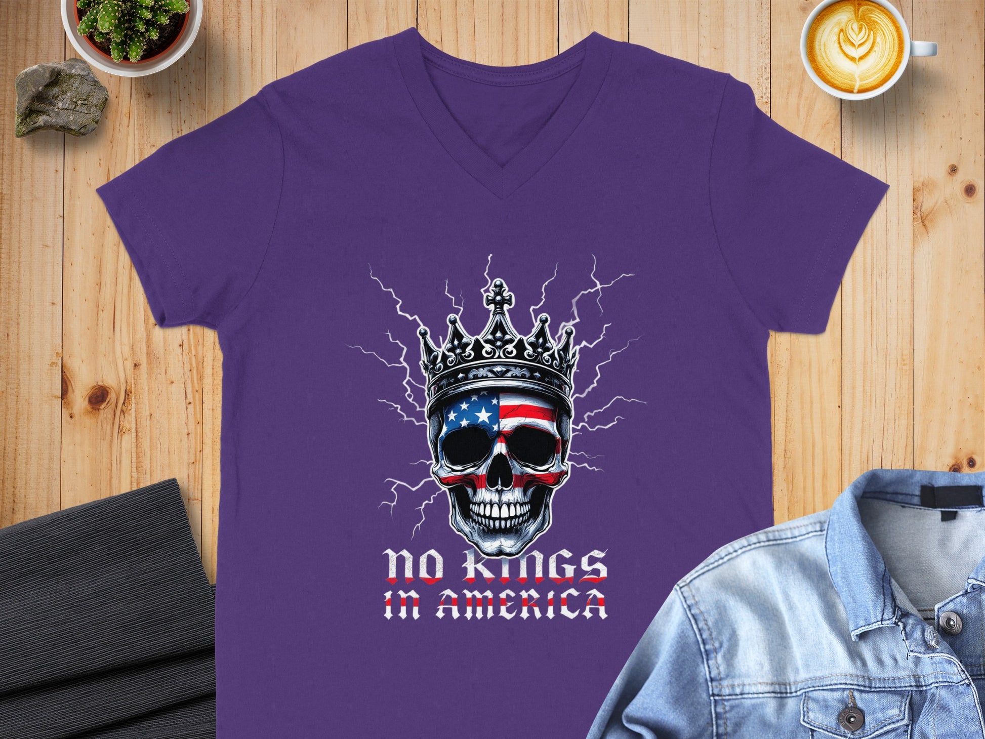 No Kings in America Skull Design Shirt