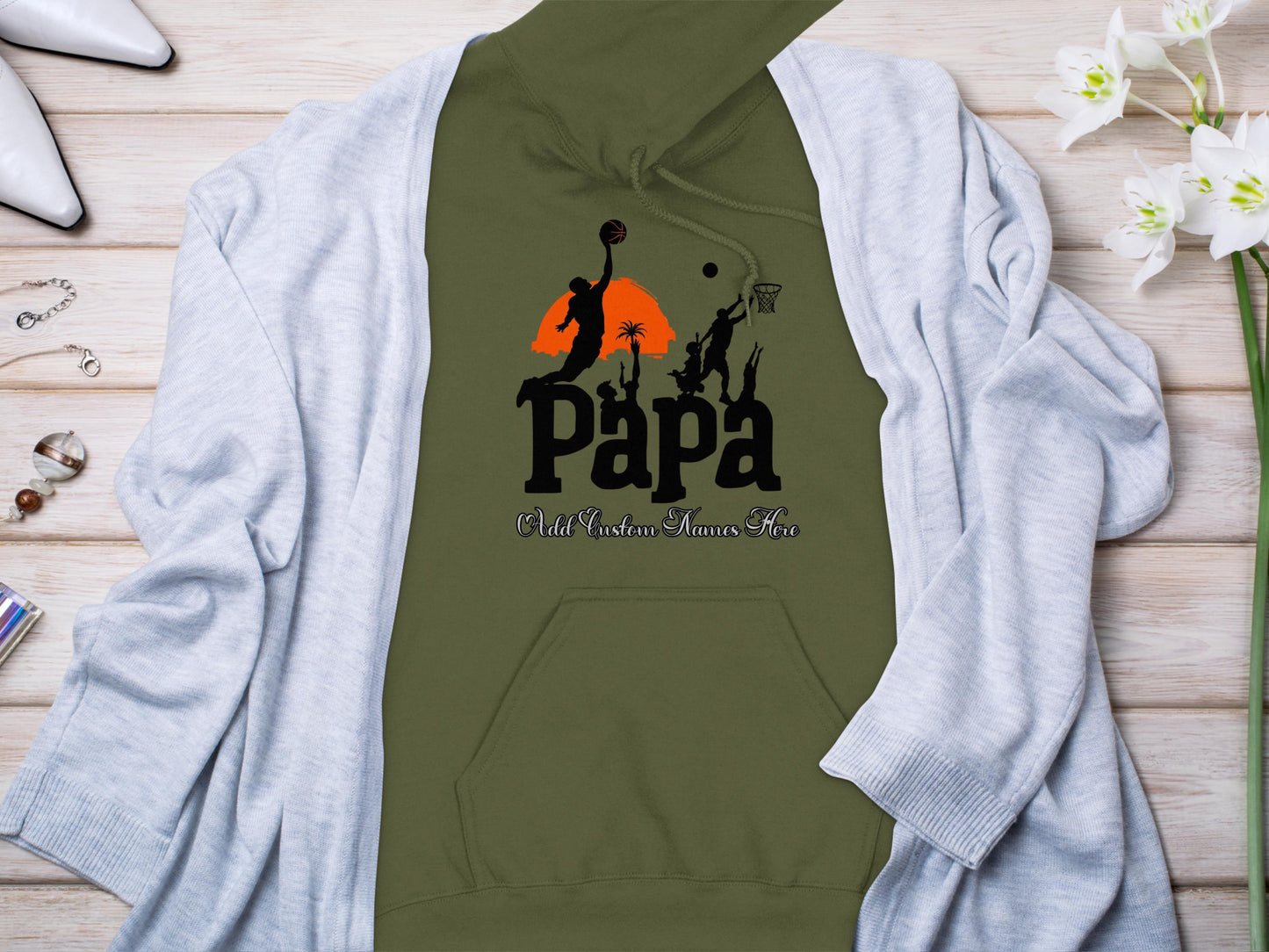 Papa Basketball Themed Hoodie Gift Product