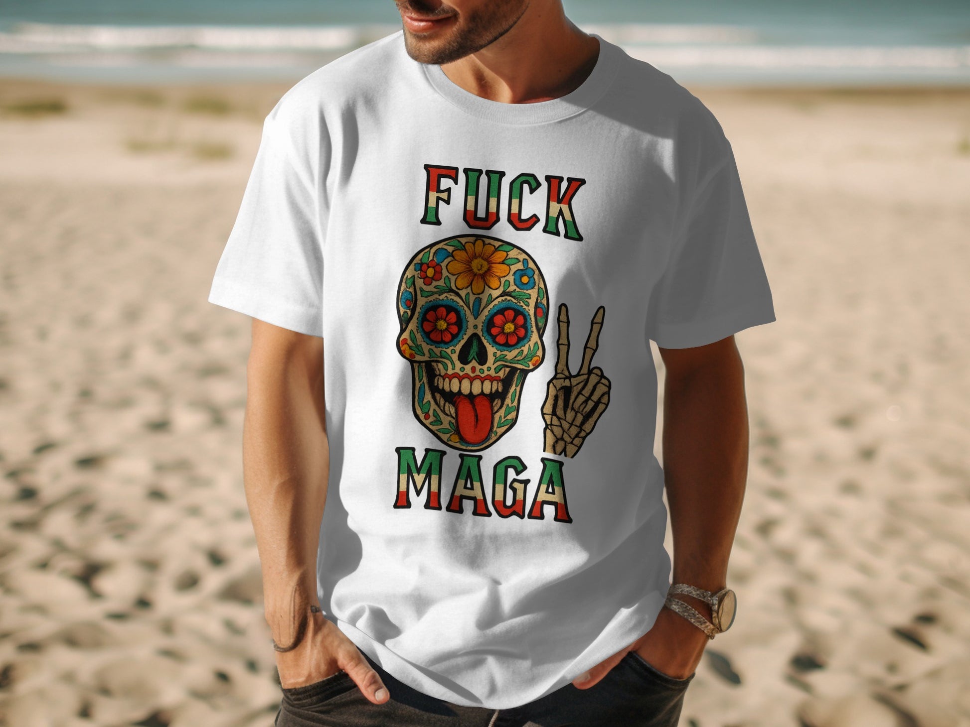 Colorful Sugar Skull Graphic Tee shirt product