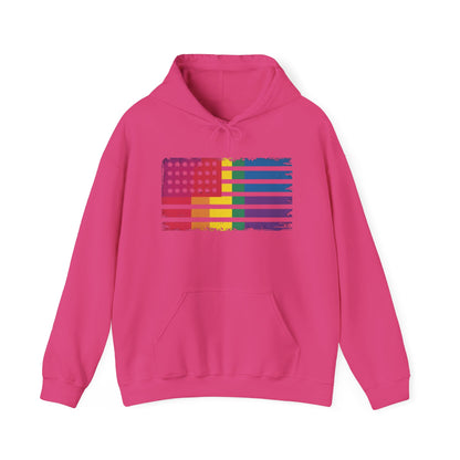 Pride American Flag Hoodie - Unisex Heavy Blend Sweatshirt