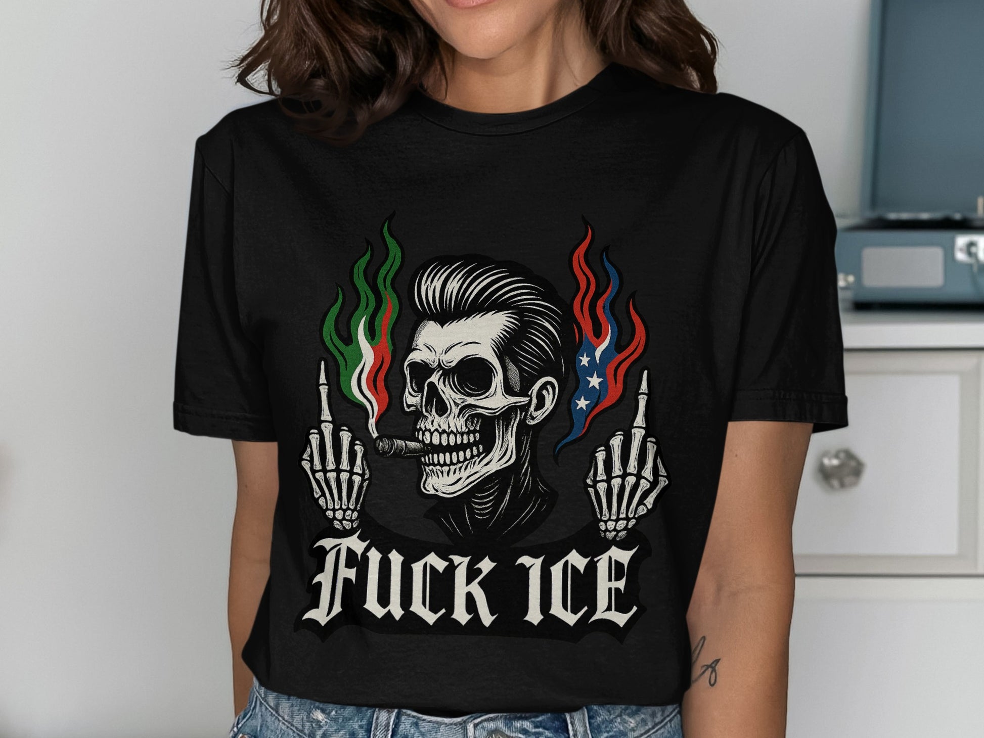 Fuck Ice Skull Art Graphic Printed Shirt product type