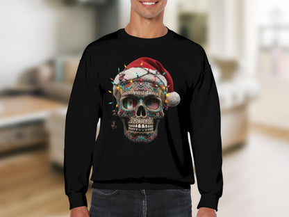 Festive Skull Design with Santa Hat Christmas Sweater