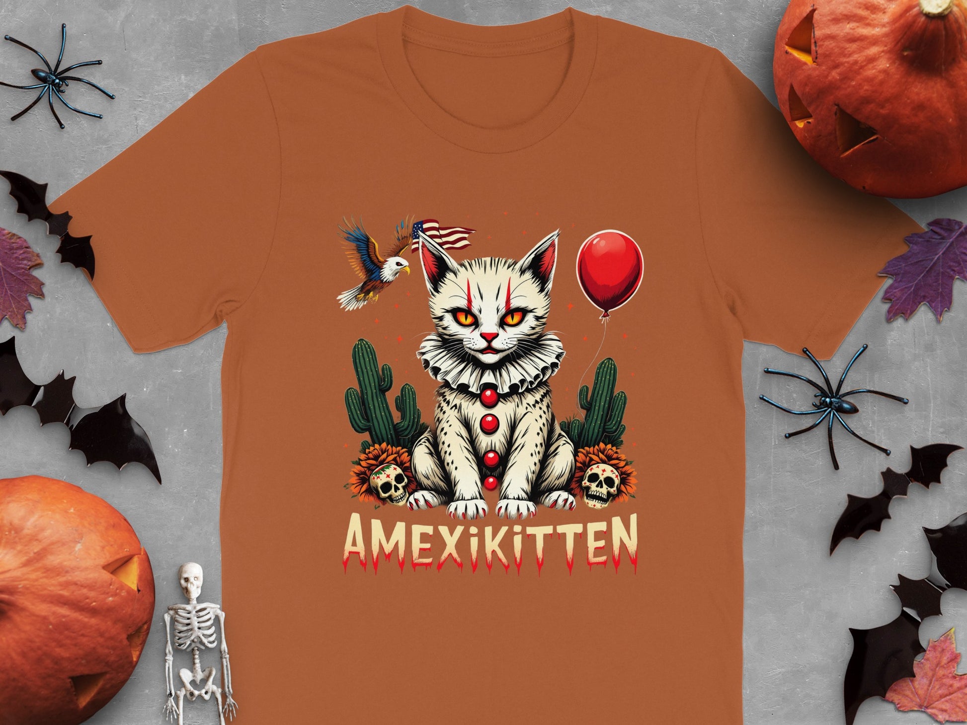 Amexikitten Halloween Cat with Balloon T-shirt product type