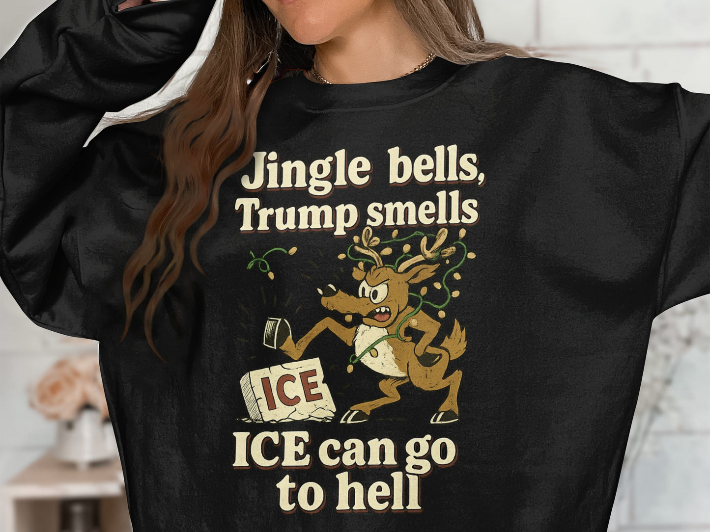 Jingle Bells Trump Smells Funny Reindeer Sweatshirt