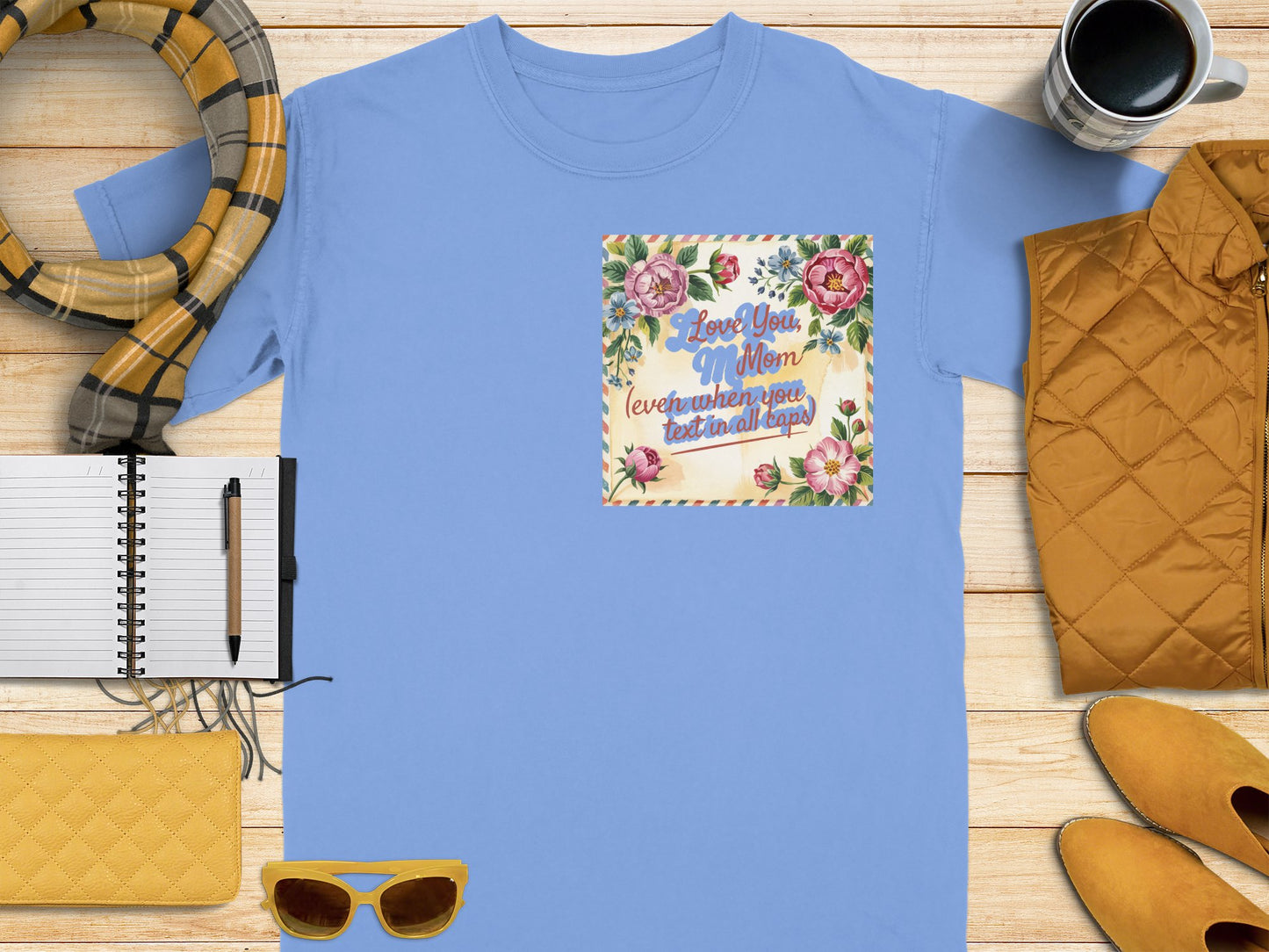 Love You Mom Text Graphic Tee Shirt product type