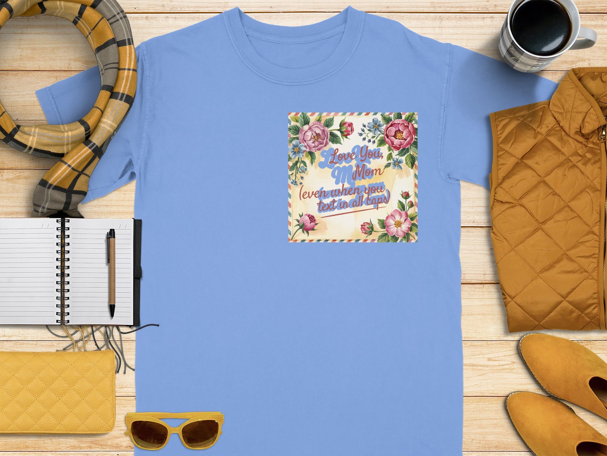 Love You Mom Text Graphic Tee Shirt product type