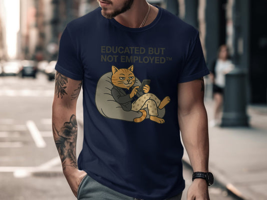 Educated But Not Employed Funny Cat Graphic T-Shirt product