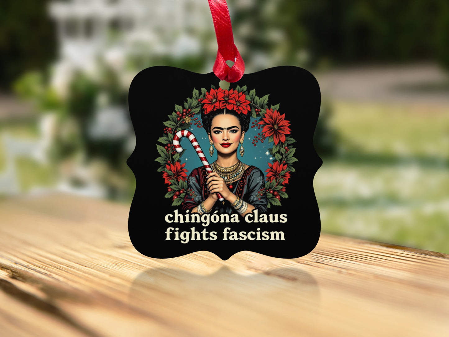 Chingóna Claus Fights Fascism Holiday Ornament