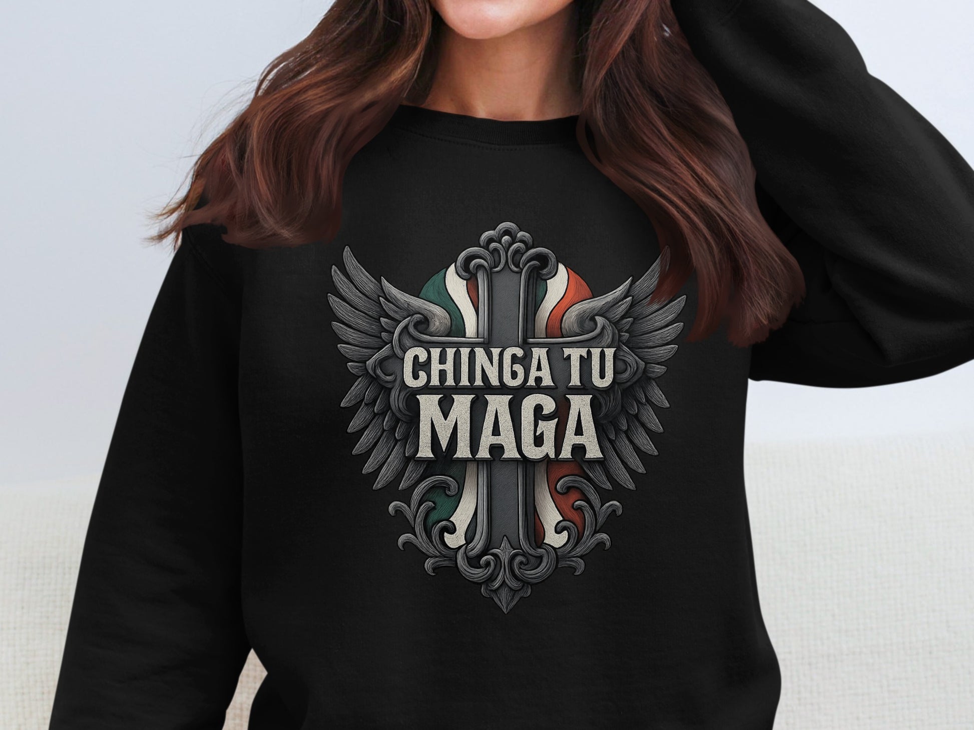 Chinga Tu Maga Text With Wings Sweatshirt product