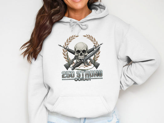 250 Strong Oorah Skull Rifle Artwork Hoodie